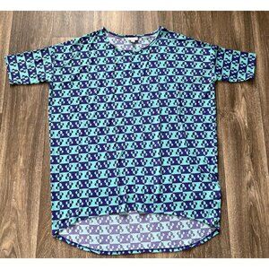 LuLaRoe Tunic Top IRMA Women's LARGE Disney's Minnie Mouse Teal/Blue Oversized